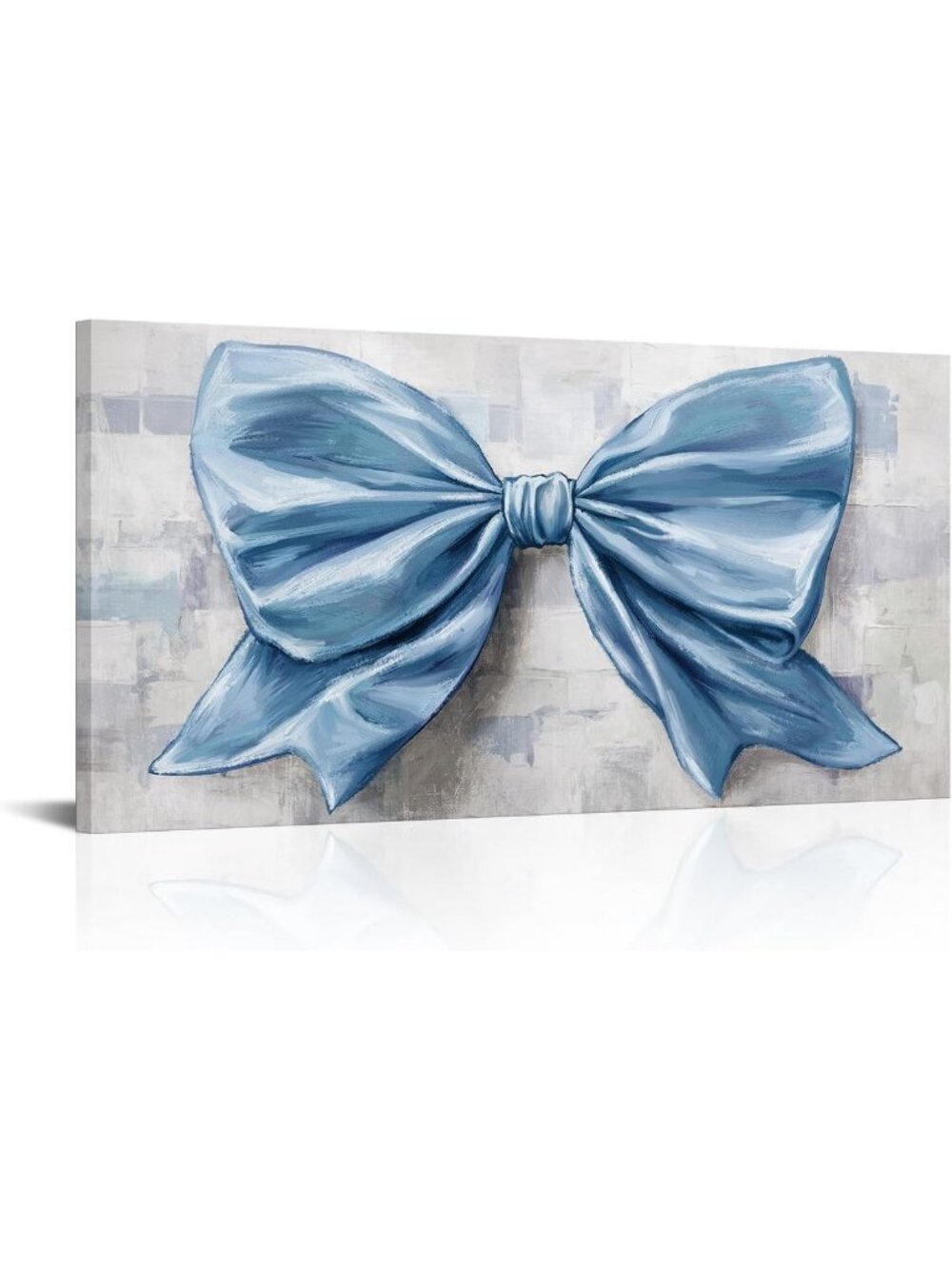 Framed Blue Bow Wall Art Canvas Print for Bedroom Decor - 20x40 Inch